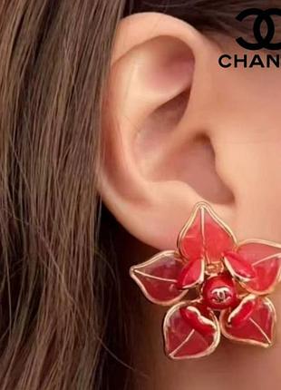 Неймовірні сережки червоні квітки chanel
