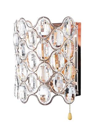 Бра настінне накладне led кришталеве з вимикачем bcl-485w/2*e14+16*0.5w brille 26-165