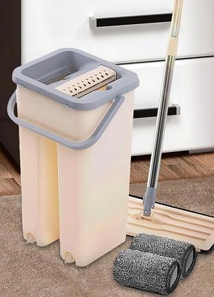 Швабра з відром і самовіджимом 4л тріумф, spin mop scratch cleaning 360, швабра ледарка