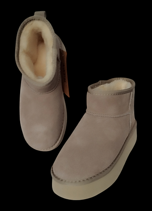 Угги женские бежевые на высокой подошве ugg platform.женские светлые угги. 41
