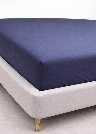 Простынь на резинке ecotton 180х200 см фланель хлопковая blue синий