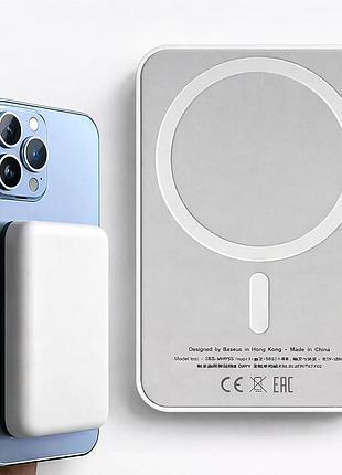 Магнитный павербанк 10000mah magsafe / power bank lightning / повербанк магнитный беспроводной 22,5w