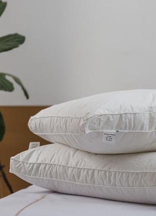 Подушка ecotton 50х70 см ecofill premium антиалергенна з кантом біопух біла в чохлі для зберігання white