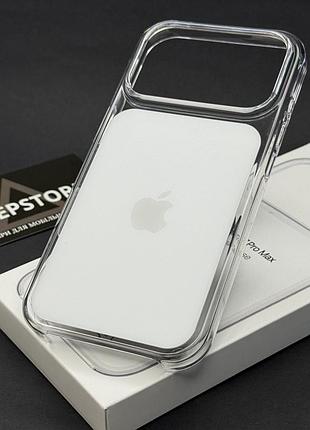 Чехол прозрачный для iphone 18 pro max clear case with magsafe с logo акриловый с белой крышкой