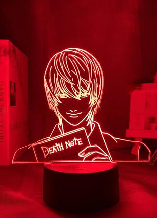 Світильник з 3d ефектом led лампа ягамі лайт з аніме зошит смерті death note нічник з пультом