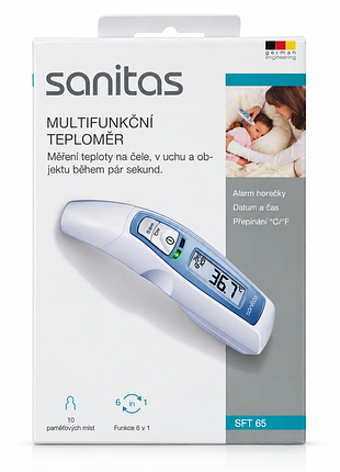 Багатофункціональний інфрачервоний термометр sanitas sft 65 для чола та вуха, 6-в-1