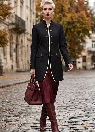 Архівний гусарський сюртук zara в стилі military / dark academia (s)