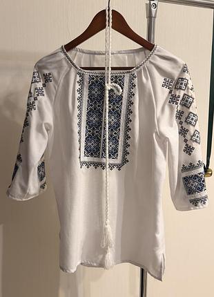 Вишиванка жіноча сорочка блакитна біла