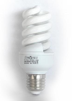 Лампа t3 15w/2700k e27 delux full spiral 230v