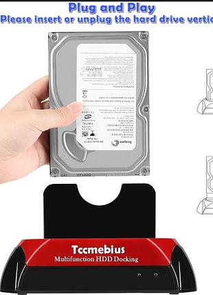 Док-станция для жестких дисков (hdd/ssd docking station) бренда tccmebius (двухслотовая модель для накопителей форматов 2.5" и 3.5" sata).