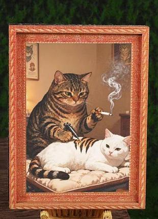 Мини картина, магнит забавные коты, татуировка, кот татуировщик, tatoo