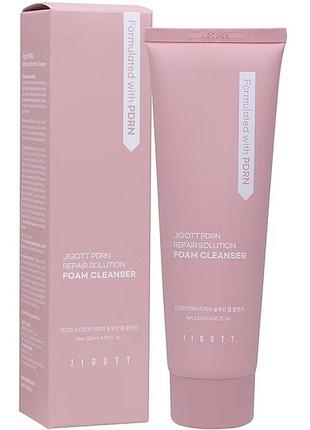 Восстанавливающая и увлажняющая пенка для умывания jigott pdrn repair solution foam cleanser