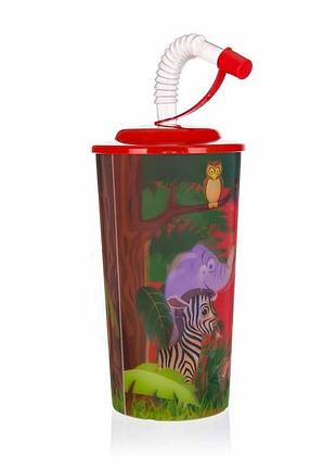 Склянка з кришкою та трубочкою banquet zoo 470 мл