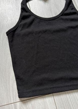 Топ халтер базовий чорний рубчик 2