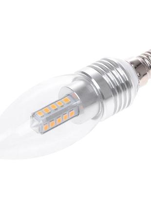 Лампа світлодіодна led 5w e14 ww c37 silver 220v