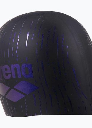 Шапочка для плавания arena shine cap (009386-202) силикон, для тренировок и соревнований,black/blue