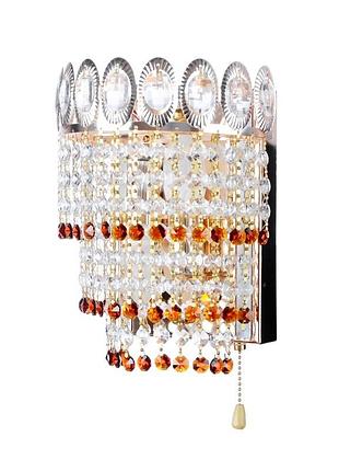 Бра настінне накладне led кришталеве з вимикачем bcl-483w/2*e14+16*0.5w brille 26-163