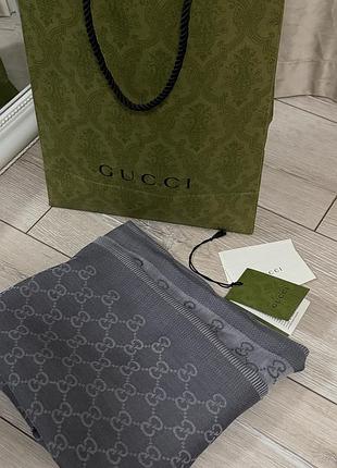 Сірий шарф палантин gucci оригінал шовк та шерсть