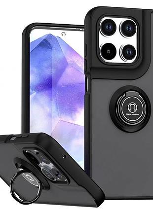 Чехол fiji colorframe для motorola moto g77 матовый бампер с кольцом подставкой black