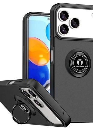 Чехол fiji colorframe для infinix note 60 / note 60 pro матовый бампер с кольцом подставкой black