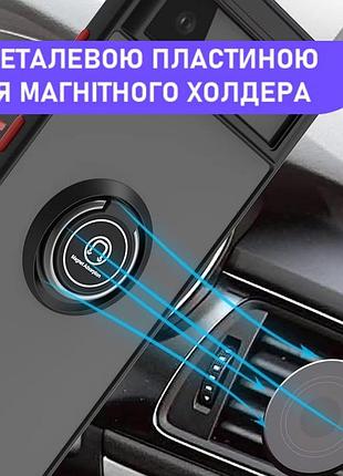 Чехол fiji colorframe для infinix note 60 / note 60 pro матовый бампер с кольцом подставкой black 4
