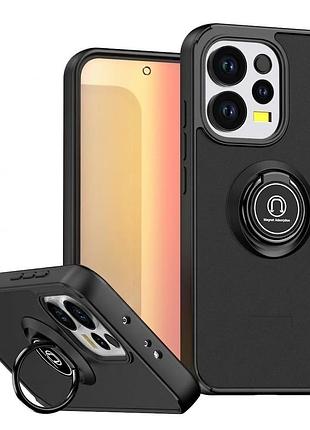 Чехол fiji colorframe для oppo reno15 pro (cph2813) матовый бампер с кольцом подставкой black