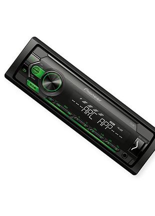 Магнітола pioneer mvh-s120 ubg fm, usb, aux, mp3, android, знімна пан, зелена підсвітка