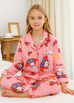 Пижама для девочек my melody: рубашка + штаны, розовая, 130–140 см, 8–10 лет (10704)