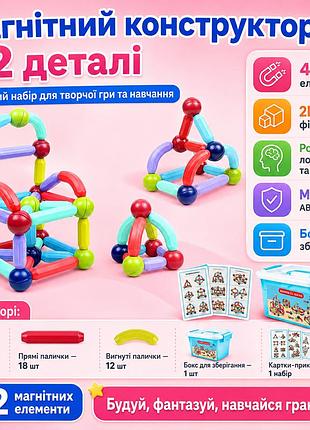 Магнитный конструктор magnetic sticks 100 деталей из палочек и шариков в боксе, детский 3d-набор 42