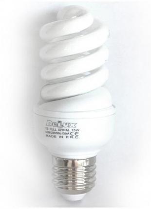 Лампа t3 15w/6400k e27 delux full spiral 230v