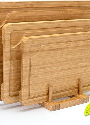 Набор из 3 бамбуковых разделочных досок willkommen premium cutting board set кухонные разделочные доски+нож
