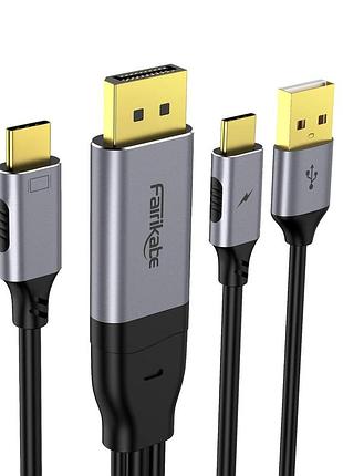 Кабель 2м fairikabe displayport to usb-c односторонний кабель dp на usb-c для передачи видео 4k 60hz