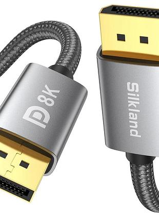 2 шт. dp — кабель 2 м silkland displayport 8k швидкісний кабель для передавання зображення у високій якості