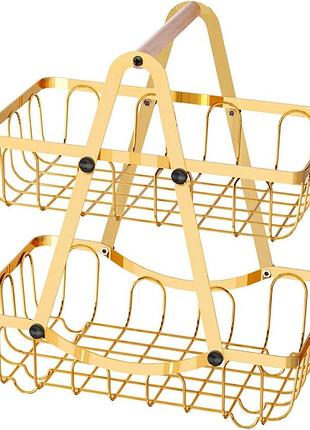 Фруктовница y5221 fruit etagere металлическая двухъярусная корзина для хранение фруктов, овощей, хлеба