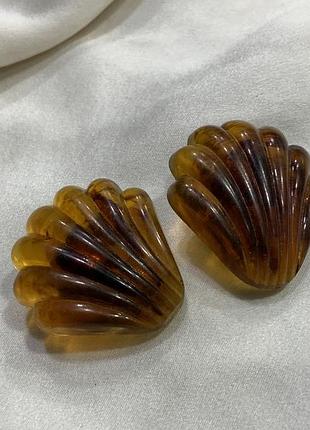 🐚 🟤 ✨ винтажные клипсы «морская ракушка» (черепаховый люцит / акрил, 1980–1990-ти) 🪸 🌊 🐚