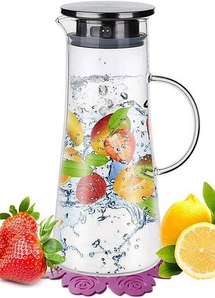 Стеклянный кувшин для воды 1500 мл boqo glass water carafe bq-b1500 графин с крышкой