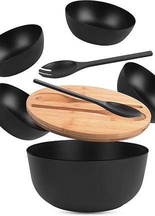 Набор мисок 3,5/0,5 л лinnovest salat bowl комплект мисок для салата с деревянной крышкой и ложкми