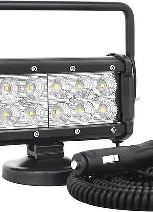 Мощная светодиодная фара 17см led light bar 36w 36s led фара с магнитным основанием и штекером в прикуриватель
