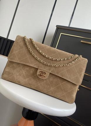 Сумка замшева maxi flap bag