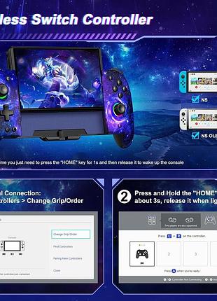 Контроллер для nintendo switch/oled 1000 мач wireless gamepad jc200 b01 ручной контроллер для игровой приставки 5