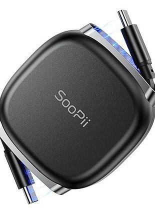 Зарядний кабель type c — type c 1 м soopii 240w висувний кабель для швидкого заряджання