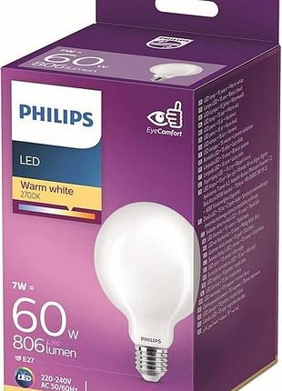 Світлодіодна лампа philips led bulb e27 2700 k 806lm 7 w 9290023708 лампа з теплим білим світлом 2700 k