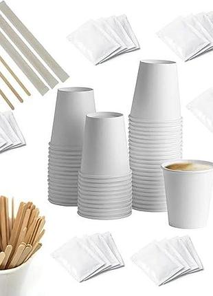 Набор для кофе эко fsc kit accessori per caffe 75 мл, 150 шт. стаканчики, сахар, деревянные палочки