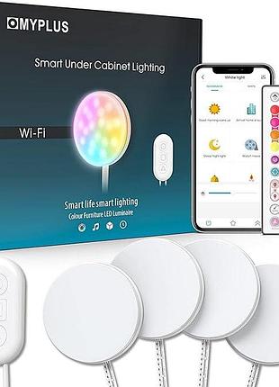 Умные светильники для установки под шкаф myplus smart under cabinet lighting cs501-rgb led лампы 7 см, 4шт