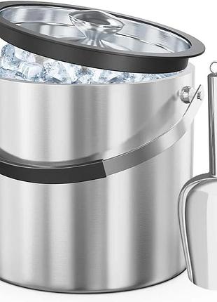 Ведерко для льда 2.2l ice bucket качественный контейнер для льда из нержавеющей стали объемом 2,2 л с совком