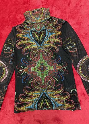 Водолазка жіноча desigual чорна з симетричним принтом пейслі/мандала