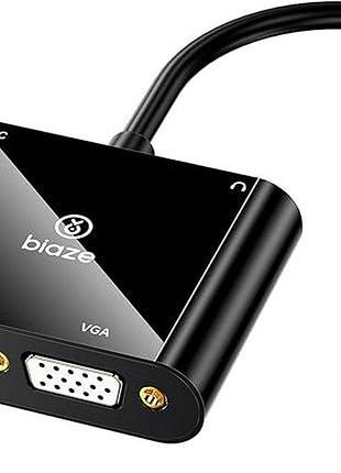 Адаптер 2в1 biaze zh63 hdmi-vga цифровий в аналоговий адаптер з аудіо 3.5 мм і micro usb живленням