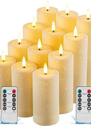 12 шт. электронные свечи 17/15/13/10 см fanzir flameless led candle набор светодиодных беспламенных свечей с пультом управления