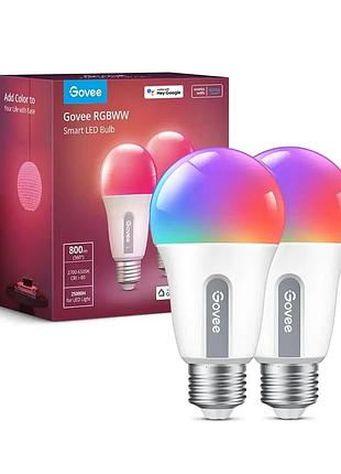 2 шт. умная led лампочка govee rgbww h6008 лампочки с изменением цвета+синхронизация с музыкой 9 вт