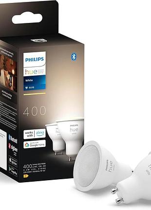 2 шт. умные led лампочки philips hue 9290036665 400lm gu10-bluetooth/zigbee светодиодные точечные лампочки